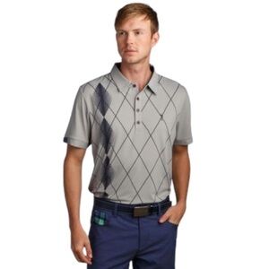 William Murray Golf Gray Argyle Print Polo Size L. *Rare Retired Print.